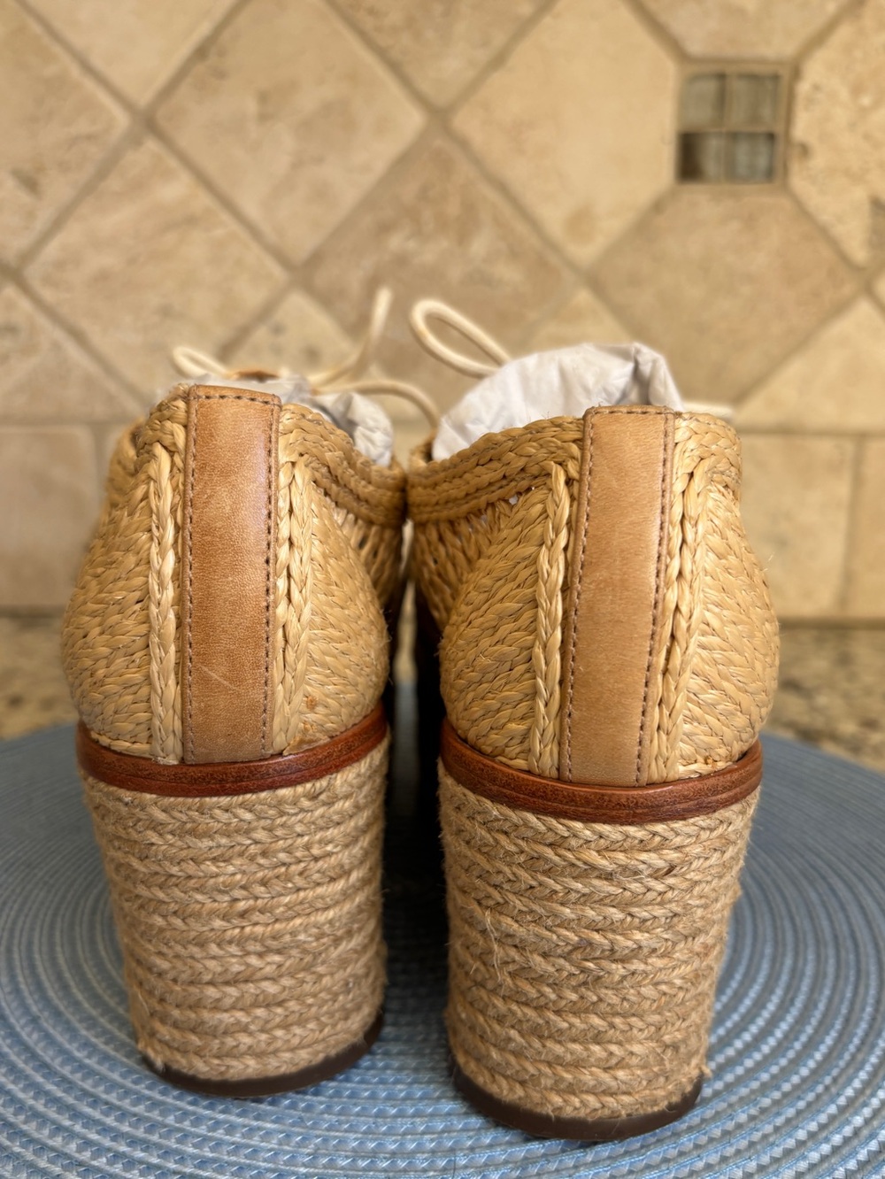 SCHUTZ JULES NATURAL JUTE PLATFORM OXFORD SHOES - Picture 6 of 15